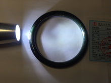 Load image into Gallery viewer, 62.8mm certified 100% Natural dark green/black meteorite round cut nephrite bangle HN133-0589