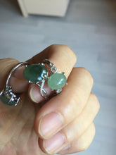 Load image into Gallery viewer, 100% natural type A icy watery green dark green four-prong jadeite jade ring group BP144