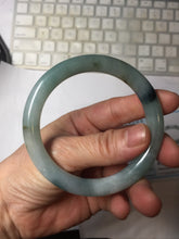 Load image into Gallery viewer, 55.5mm Certified Type A 100% Natural Dark Green Blue Gray Black Moonlit Ink (水墨月色) Round Cut Jadeite Jade Bangle AZ141-0759