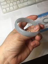 Load image into Gallery viewer, 51mm Certified Type A 100% Natural Icy Watery Misty Gray Violet White thin Jadeite Jade Bangle PJ58-1888