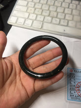 Load image into Gallery viewer, 60mm certified 100% Natural dark green/black meteorite round cut nephrite bangle HN132-0606