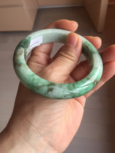 Load image into Gallery viewer, 57.7mm certified 100% natural type A sunny green/black jadeite jade bangle AU52-0234