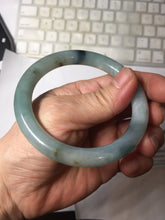 Load image into Gallery viewer, 55.5mm Certified Type A 100% Natural Dark Green Blue Gray Black Moonlit Ink (水墨月色) Round Cut Jadeite Jade Bangle AZ141-0759