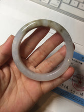 Load image into Gallery viewer, 57.5mm Certified Type A 100% Natural icy watery white purple black brown seaweeds and golden sand Jadeite Jade bangle H161-7033