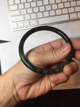 Load image into Gallery viewer, 62mm Certified 100% Natural Fresh Young Green/Dark Green/Black Green Ink Painting (绿水墨) Round Cut Nephrite (Wulanhai 乌兰海碧玉) Bangle HF133-7301