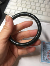 Load image into Gallery viewer, 60mm certified 100% Natural dark green/black meteorite round cut nephrite bangle HN132-0606
