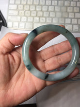 Load image into Gallery viewer, 55.5mm Certified Type A 100% Natural Dark Green Blue Gray Black Moonlit Ink (水墨月色) Round Cut Jadeite Jade Bangle AZ141-0759