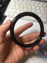 Load image into Gallery viewer, 60mm certified 100% Natural dark green/black meteorite round cut nephrite bangle HN132-0606