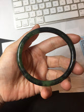 Load image into Gallery viewer, 62mm Certified 100% Natural Fresh Young Green/Dark Green/Black Green Ink Painting (绿水墨) Round Cut Nephrite (Wulanhai 乌兰海碧玉) Bangle HF133-7301