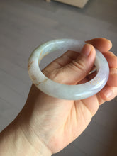 Load image into Gallery viewer, 53.5mm certified 100% Natural type A icy watery light green purple brown carved branches and flowers and golden-painted Jadeite Jade bangle PH198