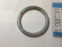 Load image into Gallery viewer, 60.1mm certified Type A 100% Natural dark green gray light purple with brown flying dandelions slim round cut Jadeite Jade bangle PH212-3249