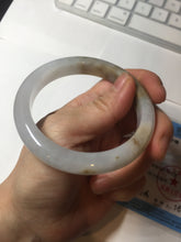 Load image into Gallery viewer, 57.5mm Certified Type A 100% Natural icy watery white purple black brown seaweeds and golden sand Jadeite Jade bangle H161-7033