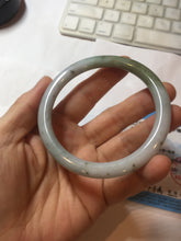 Load image into Gallery viewer, 60.1mm certified Type A 100% Natural dark green gray light purple with brown flying dandelions slim round cut Jadeite Jade bangle PH212-3249