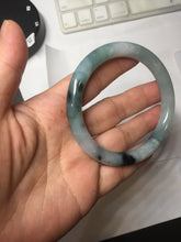 Load image into Gallery viewer, 55.6mm Certified Type A 100% Natural Dark Green Blue Gray Black Moonlit Ink (水墨月色) Round Cut Jadeite Jade Bangle AZ142-0750