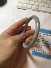 Load image into Gallery viewer, 60.1mm certified Type A 100% Natural dark green gray light purple with brown flying dandelions slim round cut Jadeite Jade bangle PH212-3249