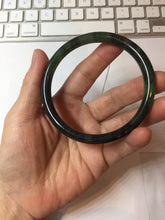 Load image into Gallery viewer, 62mm Certified 100% Natural Fresh Young Green/Dark Green/Black Green Ink Painting (绿水墨) Round Cut Nephrite (Wulanhai 乌兰海碧玉) Bangle HF133-7301