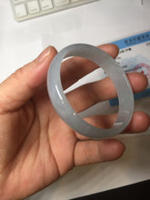 Load image into Gallery viewer, 51mm Certified Type A 100% Natural Icy Watery Misty Gray Violet White thin Jadeite Jade Bangle PJ58-1888