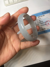 Load image into Gallery viewer, 51mm Certified Type A 100% Natural Icy Watery Misty Gray Violet White thin Jadeite Jade Bangle PJ58-1888