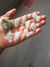 Load image into Gallery viewer, 100% natural type A icy watery white purple green jadeite jade leaf pendant group F157