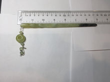 Load image into Gallery viewer, 17.5 cm 100% Natural Light Green & Black Bamboo-Style Xiu Jade (Serpentine) Hairpin with Safety Donut Hanging Ornament AW40