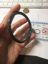 Load image into Gallery viewer, 60.1mm certified Type A 100% Natural dark green gray light purple with brown flying dandelions slim round cut Jadeite Jade bangle PH212-3249
