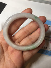 Load image into Gallery viewer, 47mm certified 100% natural Type A icy watery sunny green white oval jadeite jade bangle BP47-9362