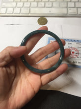 Load image into Gallery viewer, 59mm Certified Type A 100% Natural light green/blue/gray Guatemala slim round cut Jadeite bangle BP211-1014