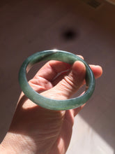 Load image into Gallery viewer, 52.5mm certified type A 100% Natural watery dark green/black oval Jadeite jade bangle BF77-1092