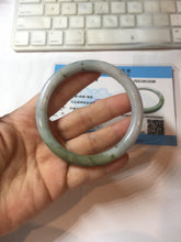 Load image into Gallery viewer, 60.1mm certified Type A 100% Natural dark green gray light purple with brown flying dandelions slim round cut Jadeite Jade bangle PH212-3249
