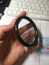 Load image into Gallery viewer, 62.8mm certified 100% Natural dark green/black meteorite round cut nephrite bangle HN131-0595