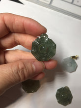 Load image into Gallery viewer, 100% natural type A light green dark green jadeite jade 3D the eight trigrams(Bagua,八卦) pendant group AX151