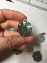 Load image into Gallery viewer, 100% natural type A light green dark green jadeite jade 3D the eight trigrams(Bagua,八卦) pendant group AX151