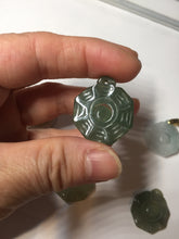 Load image into Gallery viewer, 100% natural type A light green dark green jadeite jade 3D the eight trigrams(Bagua,八卦) pendant group AX151