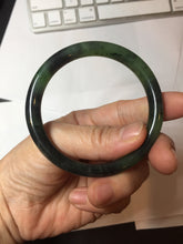 Load image into Gallery viewer, 54.4mm Certified 100% Natural Fresh Young Green/Dark Green/Black Green Ink Painting (绿水墨) Round Cut Nephrite (Wulanhai 乌兰海碧玉) Bangle HF134-7304