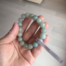 Load image into Gallery viewer, 10-10.5mm size 50-58mm 100% natural type A green gray jadeite jade beads bracelet AZ161
