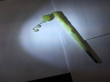Load image into Gallery viewer, 17.5 cm 100% Natural Light Green & Black Bamboo-Style Xiu Jade (Serpentine) Hairpin with Safety Donut Hanging Ornament AW40