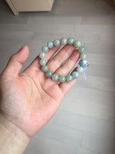 Load image into Gallery viewer, 10-10.5mm size 50-58mm 100% natural type A green gray jadeite jade beads bracelet AZ161