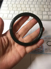 Load image into Gallery viewer, 62.8mm certified 100% Natural dark green/black meteorite round cut nephrite bangle HN131-0595