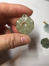 Load image into Gallery viewer, 100% natural type A light green dark green jadeite jade 3D the eight trigrams(Bagua,八卦) pendant group AX151