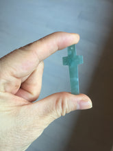 Load image into Gallery viewer, 100% Natural type A dark green/blue/black/gray Guatemala jadeite Jade Hand-held cross or cross pendant group PD93