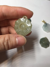 Load image into Gallery viewer, 100% natural type A light green dark green jadeite jade 3D the eight trigrams(Bagua,八卦) pendant group AX151
