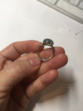 Load image into Gallery viewer, 100% natural type A dark green gray four-prong jadeite jade ring PC6