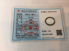 Load image into Gallery viewer, 55.7mm Certified 100% Natural Fresh Young Green/Dark Green/Black Green Ink Painting (绿水墨) Round Cut Nephrite (Wulanhai 乌兰海碧玉) Bangle HF135-7330