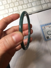 Load image into Gallery viewer, 58.2mm Certified Type A 100% Natural dark green blue gray black slim round cut Guatemala Jadeite bangle PC201-4313