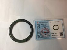 Load image into Gallery viewer, 55.7mm Certified 100% Natural Fresh Young Green/Dark Green/Black Green Ink Painting (绿水墨) Round Cut Nephrite (Wulanhai 乌兰海碧玉) Bangle HF135-7330