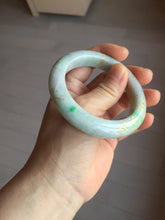 Load image into Gallery viewer, 53.7mm certified 100% Natural type A sunny green dark green purple carved branches and flowers and golden-painted Jadeite Jade bangle PH195