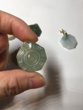 Load image into Gallery viewer, 100% natural type A light green dark green jadeite jade 3D the eight trigrams(Bagua,八卦) pendant group AX151