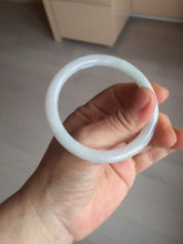 Load image into Gallery viewer, 54.6mm Certified Type A 100% Natural light green white round cut Jadeite Jade bangle AU50-0240