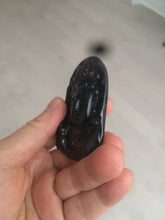 Load image into Gallery viewer, 100% Natural type A black jadeite jade(墨翠, mocui) Guanyin pendant BG31-2