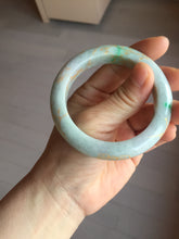 Load image into Gallery viewer, 53.7mm certified 100% Natural type A sunny green dark green purple carved branches and flowers and golden-painted Jadeite Jade bangle PH195